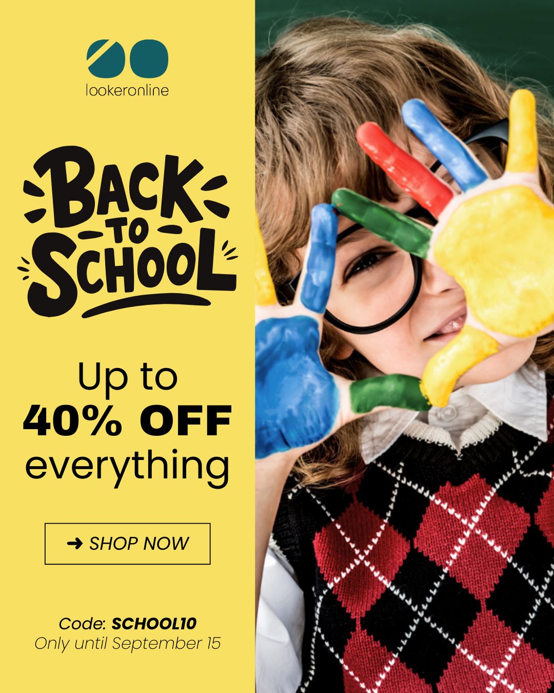 🎒 Back to school, back to style! ✨
Stack your savings with SCHOOL10: get 10% off on all eyewear already 30% off – that’s almost 40% off your new look! 😎 ➜ Shop now at lookeronline.com #LookerOnline #BackToSchool #EyewearFashion #SunglassesAddict
#EyewearLover #DiscountAlert #ShopSmart #FashionSavings #SunglassesSeason #40offsale