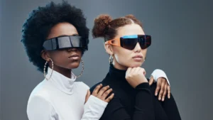 oversized wrap-around sunglasses street style